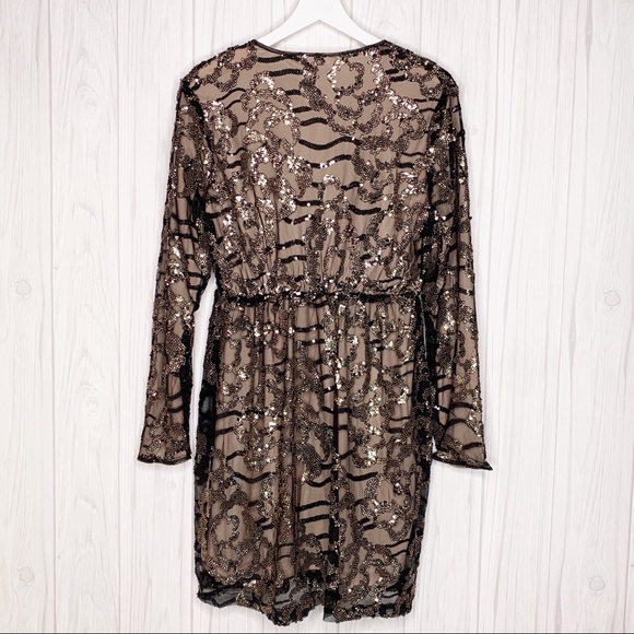 plus two tone wrap sequin dress